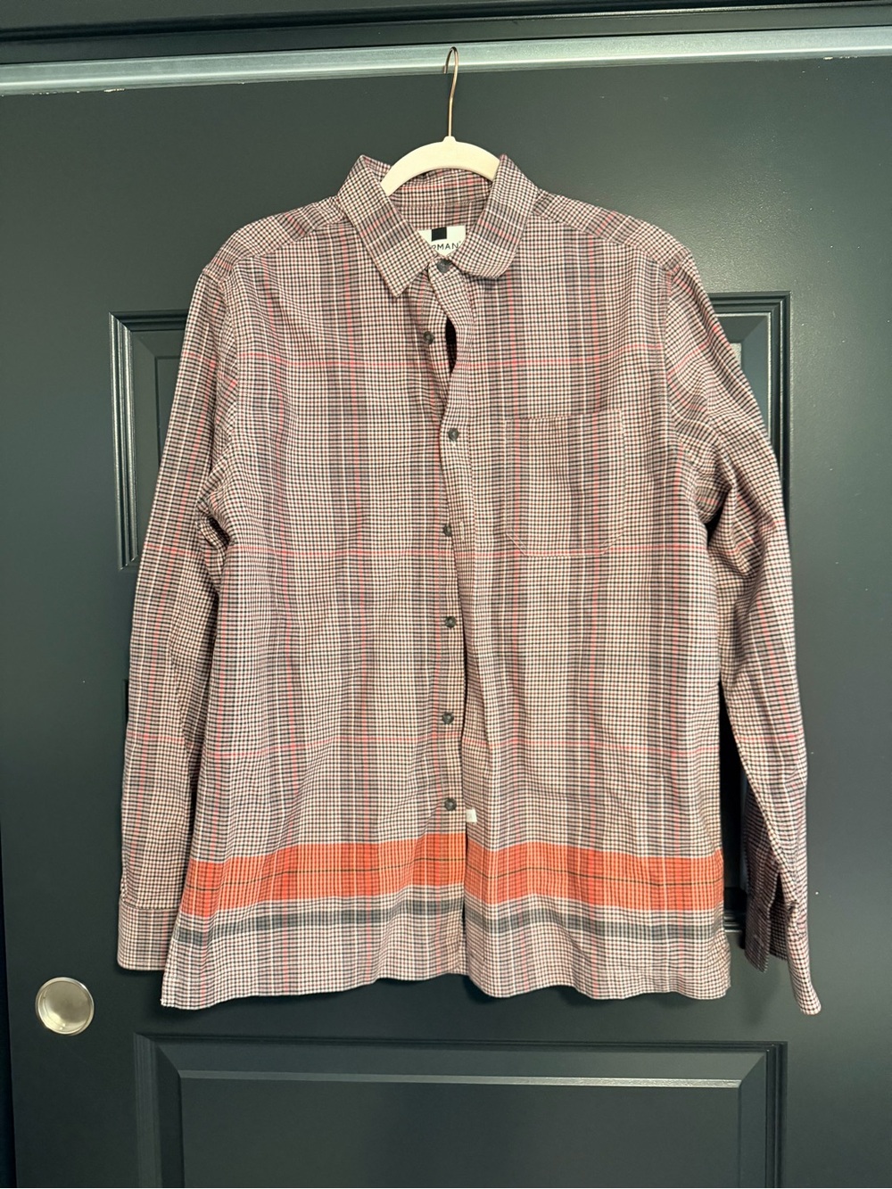 Topman Brown Checked Button-Down Shirt with Stripe